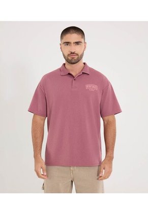 Polo Para Hombre Cuello Tejido Sin Bolsillo Color Vino Marca Ostu #60110820