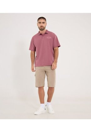 Polo Para Hombre Cuello Tejido Sin Bolsillo Color Vino Marca Ostu #60110820