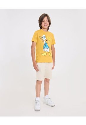 Camiseta  Infantil Niño Manga Corta Cuello Redondo Color Mostaza Marca Ostu #80090324