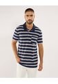 Polo Para Hombre Cuello Tejido Con Bolsillo Color Azul Marca Ostu #60110801 de Ostu