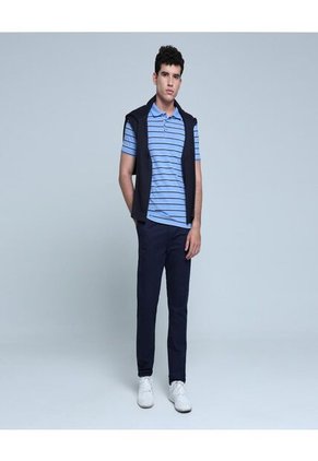 Polo Para Hombre Cuello Tejido Con Bolsillo Color Azul Claro Marca Ostu #60110610