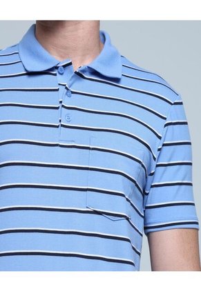 Polo Para Hombre Cuello Tejido Con Bolsillo Color Azul Claro Marca Ostu #60110610