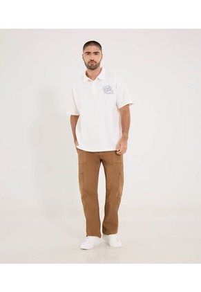 Polo Para Hombre Cuello Tejido Sin Bolsillo Color Crema Marca Ostu #60110818