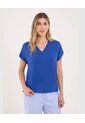 Blusa Para Mujer Manga Corta Color Azul Marca Ostu #40121182 de Ostu