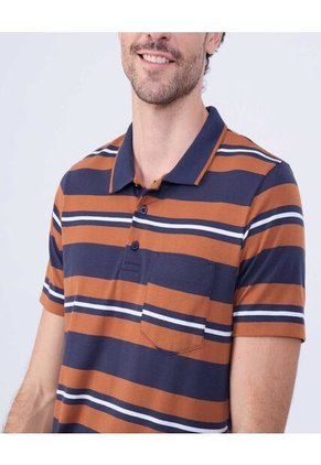 Polo Para Hombre Cuello Tejido Con Bolsillo Color Azul  Marca Ostu #60110717