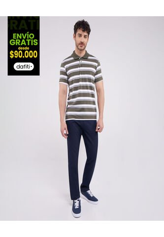 Polo Para Hombre Cuello Tejido Sin Bolsillo Color Verde  Marca Ostu #60110478 Ostu