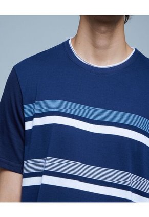 Camiseta Para Hombre Manga Corta Color Azul Marca Ostu #60091194