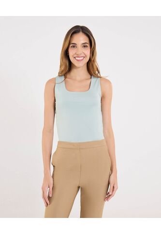 Top Basico Hombro Ancho  Para Mujer Verde Ostu Ostu