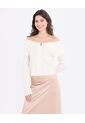 Saco Off Shoulder Con Cierre Frontal  Para Mujer Crema Ostu de Ostu