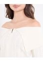 Saco Off Shoulder Con Cierre Frontal  Para Mujer Crema Ostu de Ostu