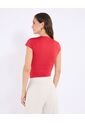 Camiseta Escote Cuadrado Ajustada  Para Mujer Rojo Ostu de Ostu