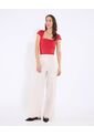 Camiseta Escote Cuadrado Ajustada  Para Mujer Rojo Ostu de Ostu