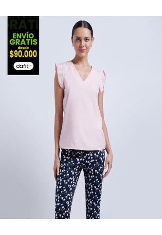 Blusa Para Mujer Manga Sisa Color Rosado  Marca Ostu #40120658 Ostu