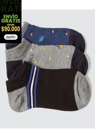 Medias Infantil Niño Invisible Algodon Color Negro Marca Ostu #80980076 Ostu