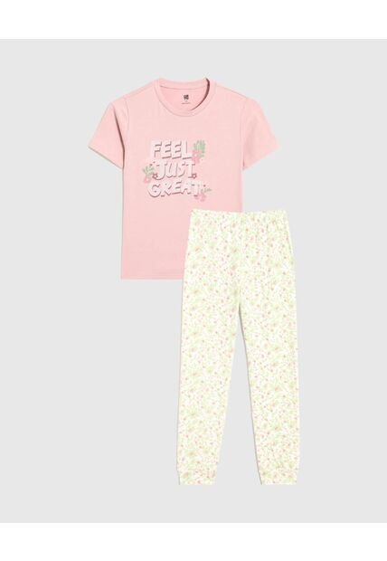 Pijama Infantil Niña M/C P/L Color Crema Marca Ostu #90040079