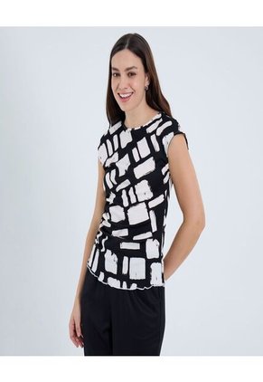 Camiseta Para Mujer Manga Sisa Cuello Redondo Color Negro Marca Ostu #40092403