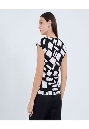 Camiseta Para Mujer Manga Sisa Cuello Redondo Color Negro Marca Ostu #40092403