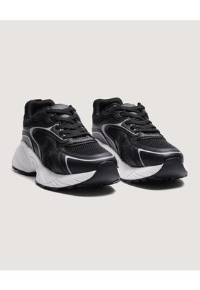 Tenis Chunky Con Paneles En Malla  Para Mujer Negro Ostu