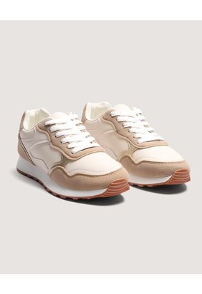 Tenis Casuales Para Mujer Beige Ostu