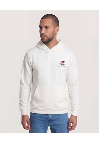 Buzo Hoodie Jack Skeleton Navideño  Para Hombre Crema Ostu Ostu