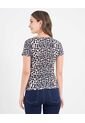 Camiseta Estampada Con Botones  Para Mujer Beige Ostu de Ostu