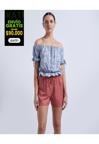 Blusa Para Mujer Manga Corta Color Azul  Marca Ostu #40120684 Ostu