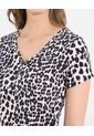 Camiseta Estampada Con Botones  Para Mujer Beige Ostu de Ostu