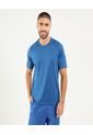 Camiseta Jacquard Manga Corta  Para Hombre Azul Ostu de Ostu