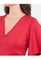 Camiseta Escote V Cruzado  Para Mujer Rojo Ostu de Ostu