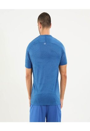Camiseta Jacquard Manga Corta Para Hombre Azul Ostu