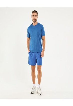 Camiseta Jacquard Manga Corta Para Hombre Azul Ostu