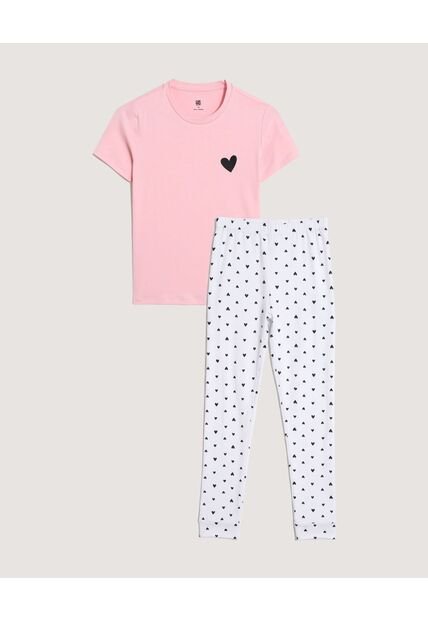 Pijama Corazones Con Screen  Infantil Niña Blanco Ostu