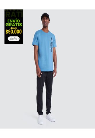 Camiseta Para Hombre Manga Corta Color Azul  Marca Ostu #60090790 Ostu