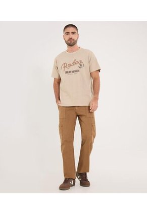 Camiseta Para Hombre Manga Corta Cuello Redondo Color Beige Marca Ostu #60091774