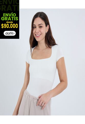 Body Para Mujer Manga Corta Color Crema Marca Ostu #40200177 Ostu