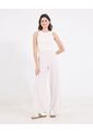 Pantalón Con Prenses  Para Mujer Beige Ostu de Ostu