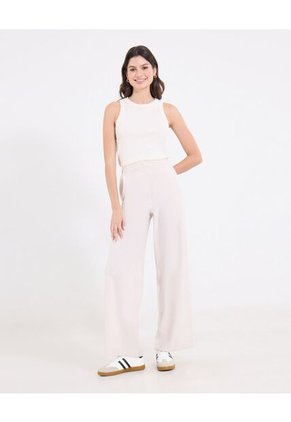 Pantalón Con Prenses Para Mujer Beige Ostu
