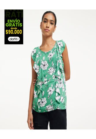Blusa Para Mujer Manga Sisa Color Verde  Marca Ostu #40120726 Ostu