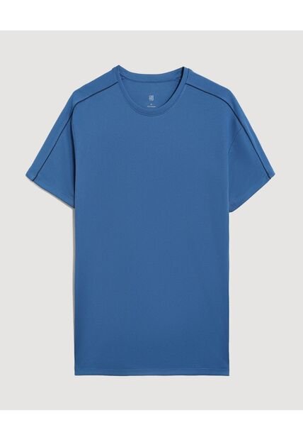 Camiseta Texturizada Con Cortes  Para Hombre Azul Ostu