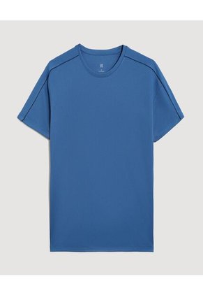 Camiseta Texturizada Con Cortes Para Hombre Azul Ostu
