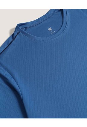 Camiseta Texturizada Con Cortes Para Hombre Azul Ostu