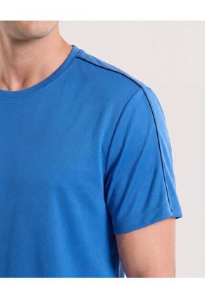Camiseta Texturizada Con Cortes Para Hombre Azul Ostu