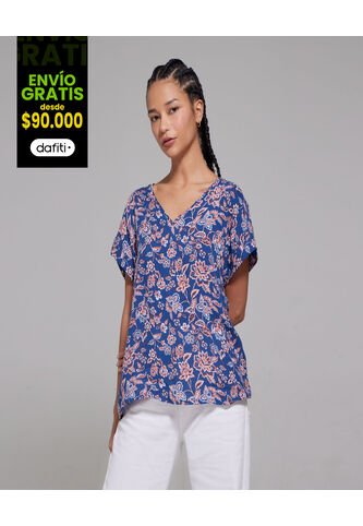 Blusa Para Mujer Manga Corta Color Azul Oscuro Marca Ostu #40120775 Ostu