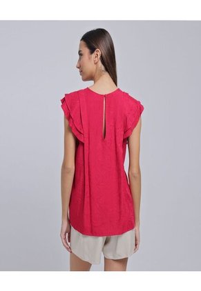 Blusa Para Mujer Manga Sisa Color Rojo Marca Ostu #40121017