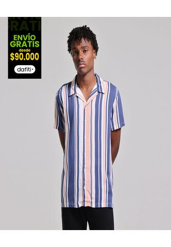 Camisa Para Hombre Manga Corta Sin Bolsillo Color Azul  Marca Ostu #60010527 Ostu