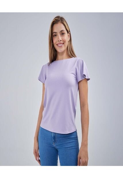 Camiseta Para Mujer Manga Corta Color Morado Marca Ostu #40092120