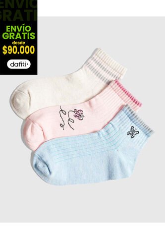 Medias Infantil Niña Tobillera Color Negro Marca Ostu #90980129 Ostu