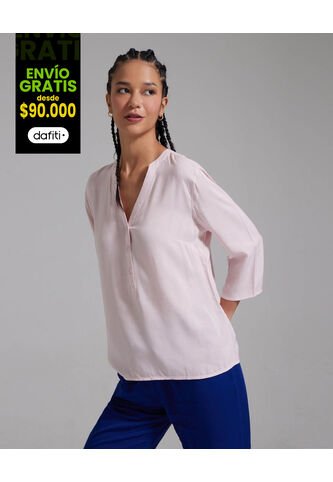 Blusa Para Mujer Manga 3/4 Color Rosado  Marca Ostu #40120718 Ostu