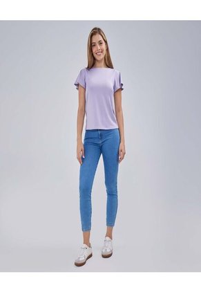 Camiseta Para Mujer Manga Corta Color Morado Marca Ostu #40092120