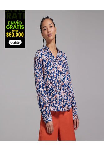 Blusa Para Mujer Manga 3/4 Color Azul Oscuro Marca Ostu #40120768 Ostu